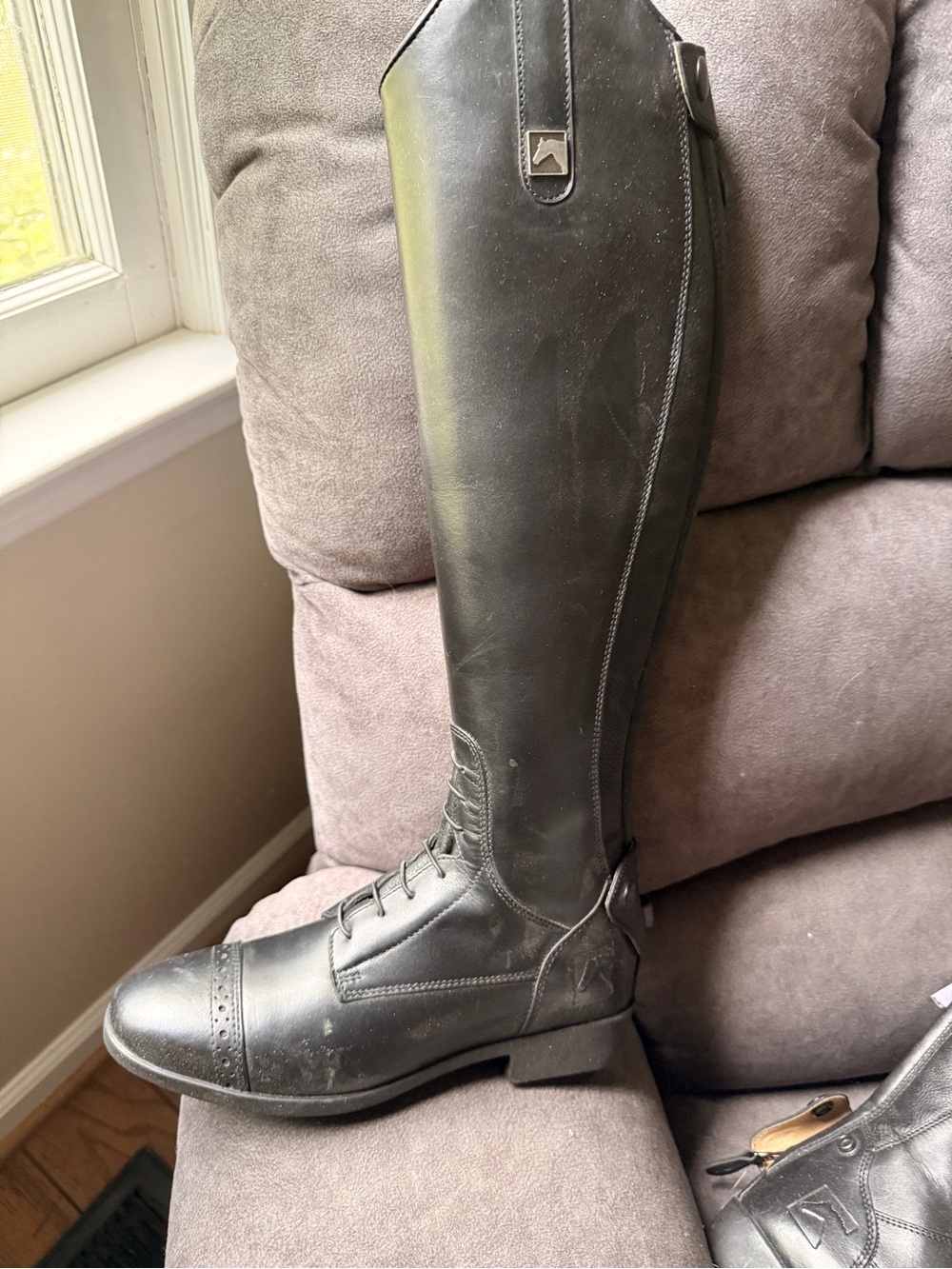 Women's Black Lace-Up Riding Boots - Sleek Tall Equestrian Style